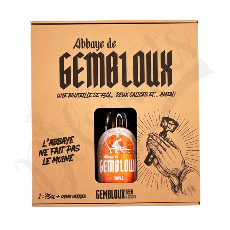 Coffret Abbaye de Gembloux Triple - 75 cl + 2 verres